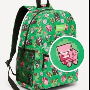 Old Navy Kids' Minecraft Green Backpack with Pink Pig Print